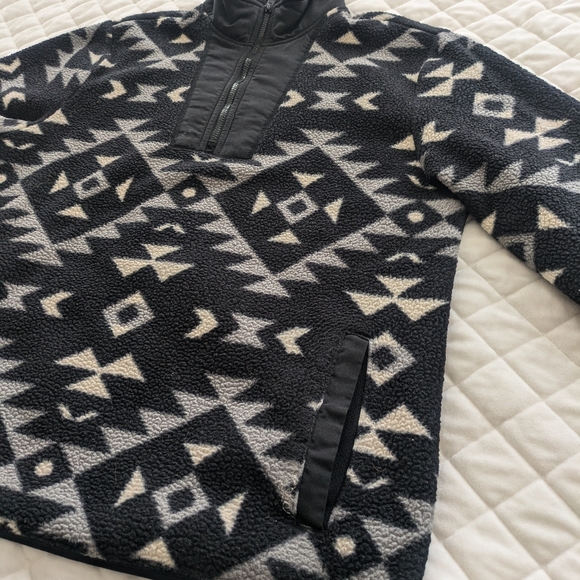 Old Navy Fleece Men's Large Cozy Sherpa Half Zip Mock-Neck Sweatshirt Aztec - Picture 10 of 16